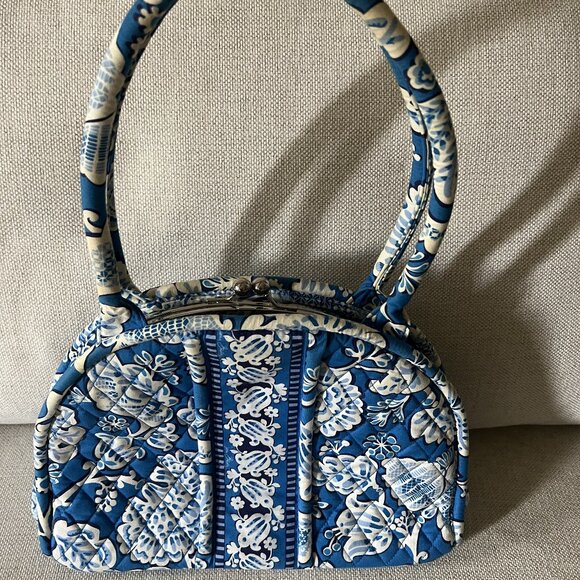 Vera Bradley Eloise Purse Blue Lagoon with Kiss Lock Closure and Shoulder Strap - Picture 3 of 16